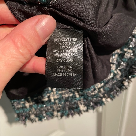 Rachel Zoe Tweed Green Tartan Plaid Blazer, Size M - Picture 5 of 8